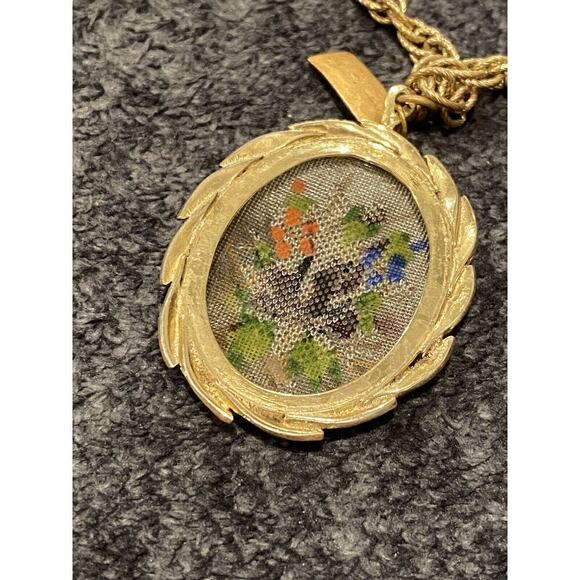 Whiting Davis Necklace Sample Necklace Pendent Floral Flowers Signed - Picture 6 of 9